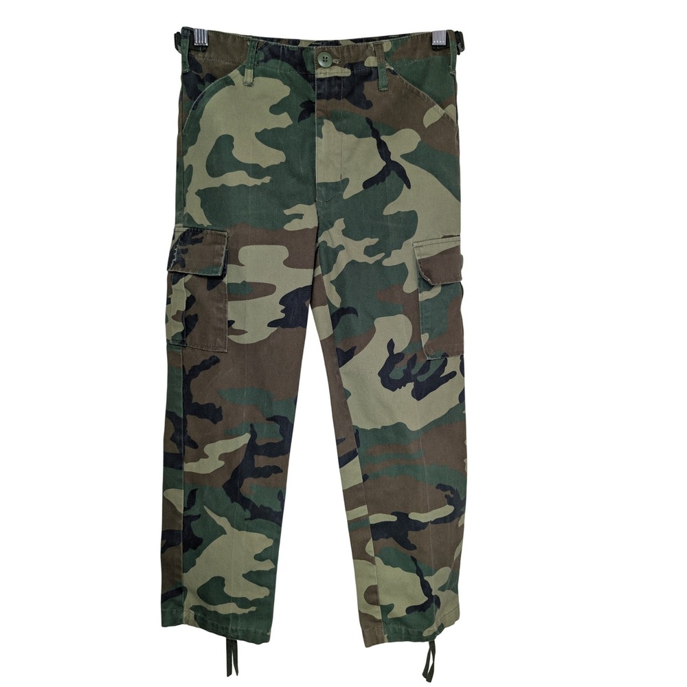 Rothco Jr. G.I. BDU Cargo Pants Youth Size 12 Woodland Camo Adjustable Waist‎